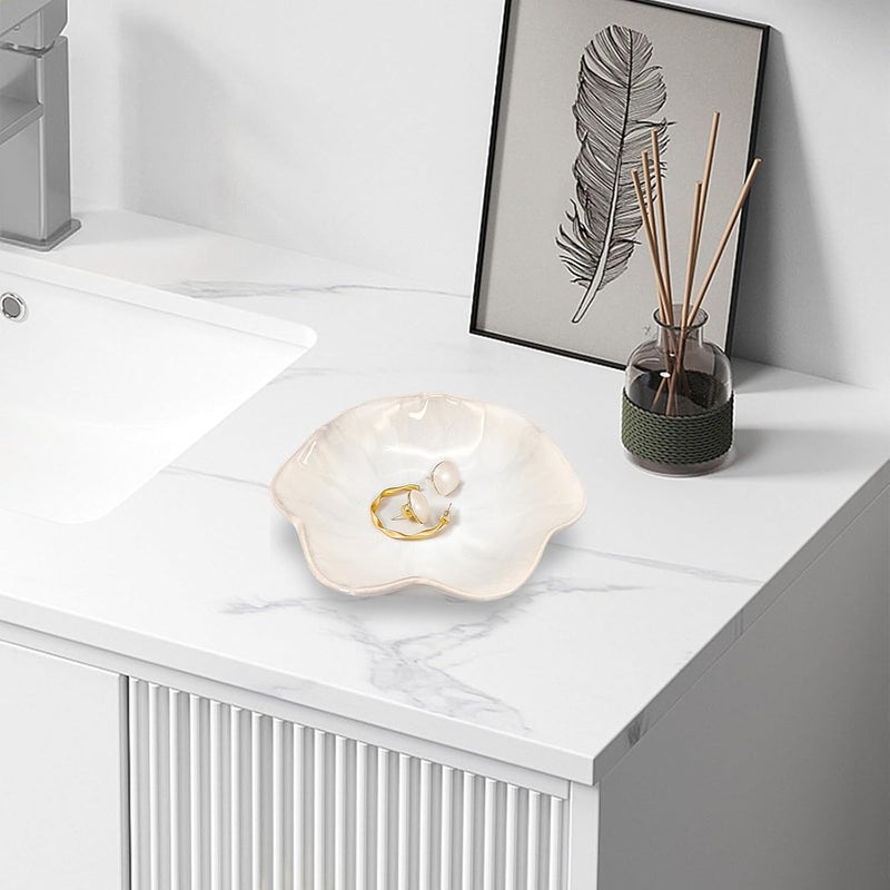 Binoster Ceramic Jewelry Dish, Leaf Tray, Key Holder, Small Ring Dish, Plate, Trinket Catchall, Nightstand Decor for Entryway Table, Room Decor - Image 3